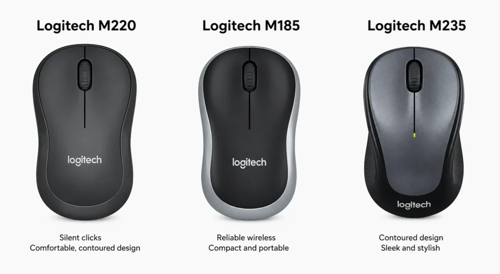 Logitech M220 vs M185 vs M235 comparison
