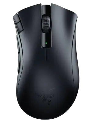 Black Razer DeathAdder V2 X HyperSpeed wireless ergonomic gaming mouse.