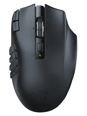 Razer wireless mouse Naga V2 HyperSpeed model featuring 12-button thumb grid.