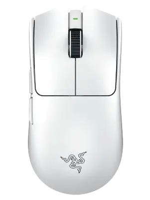 Razer wireless mouse Viper V3 Pro esports model in white with symmetrical design.